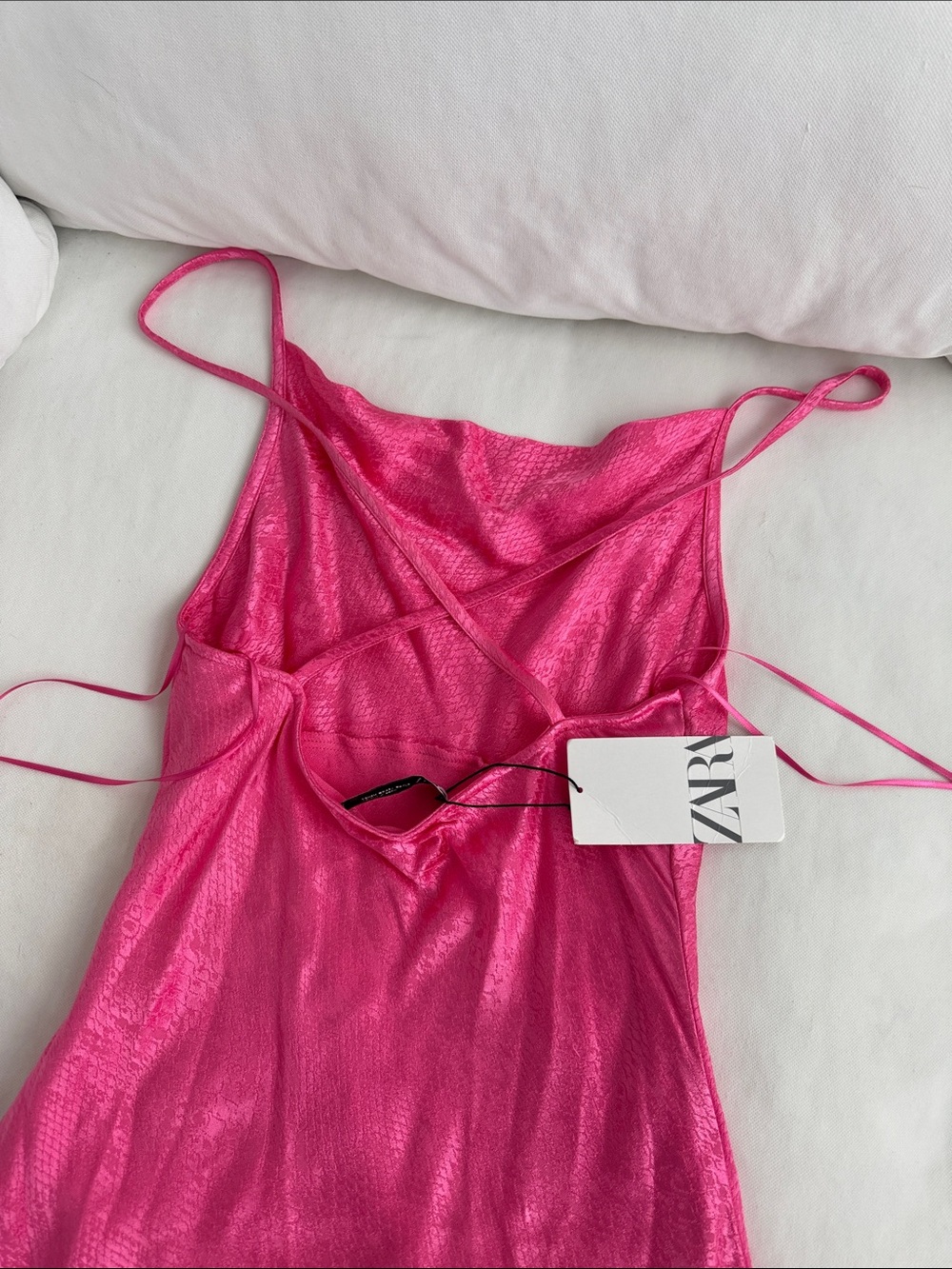 Zara hot pink Jacquard satin mini slip dress NWT! 💕 - Picture 8 of 9